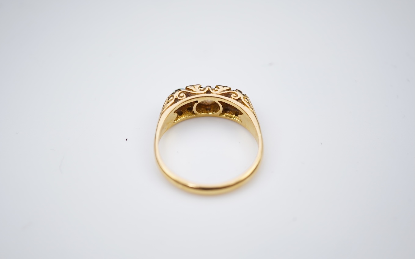 An opal and diamond ring, mid 20th century